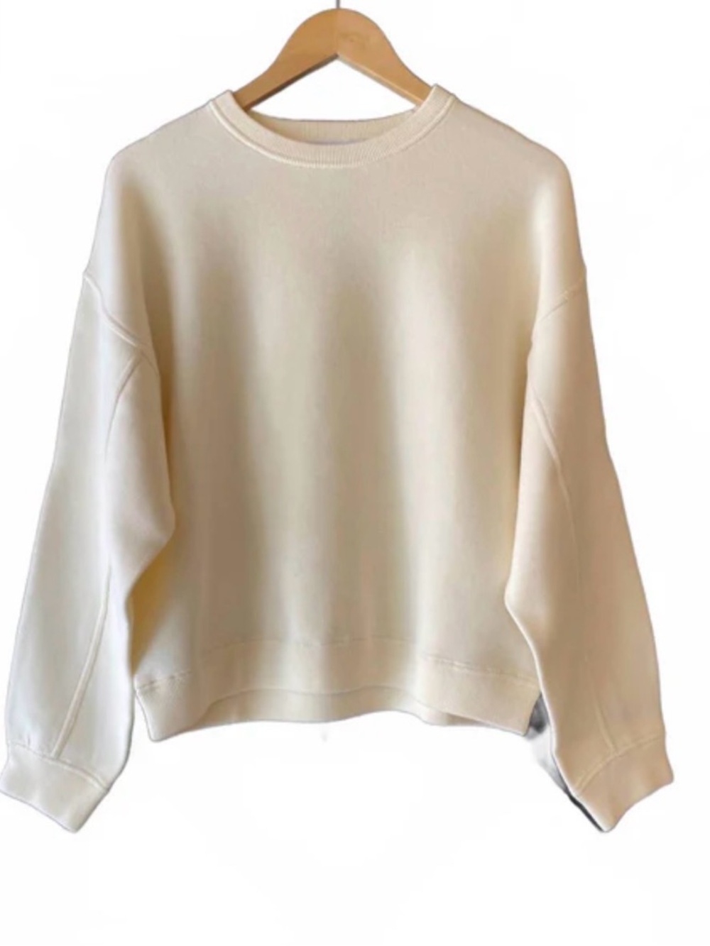 White + Warren Cream Ribbed-Neck Sweatshirt